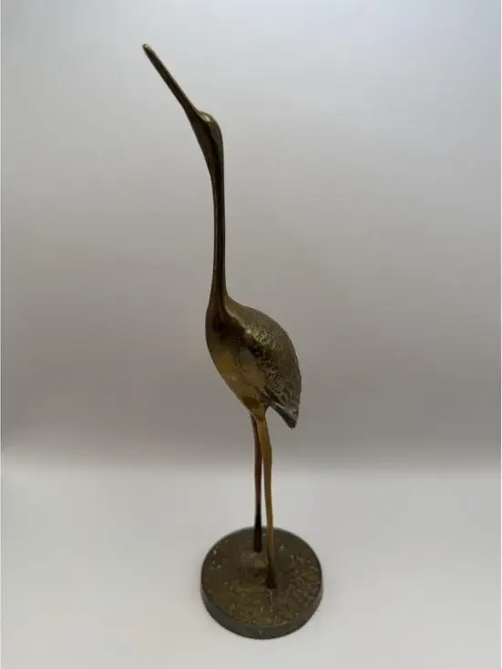 Set Of 2 Vintage Brass Egret Herons MCM Korea - Picture 2 of 8
